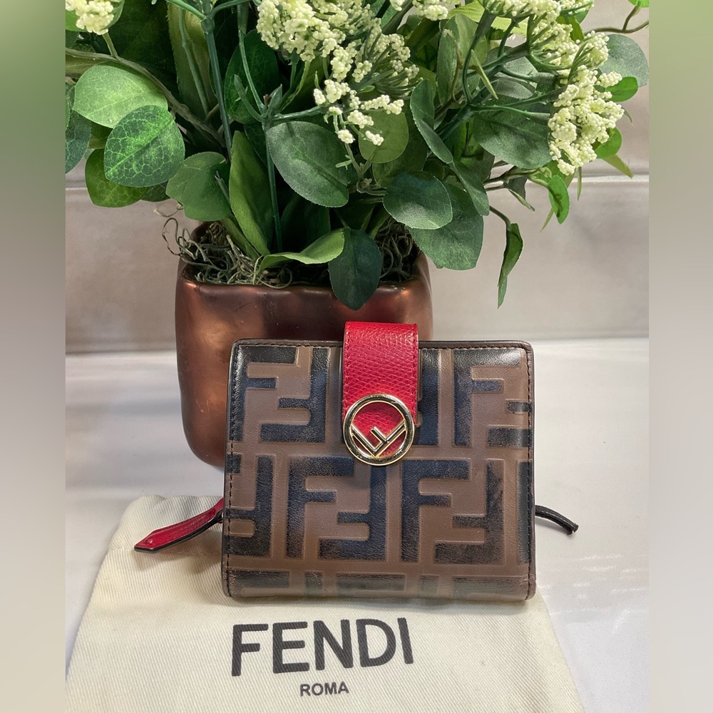 FENDI Vitello Cruise F is Fendi Bi-Color FF 1974 Embossed Compact Wallet - Picture 3 of 17